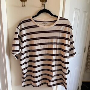 Abercrombie Striped White and Brown Women's Top